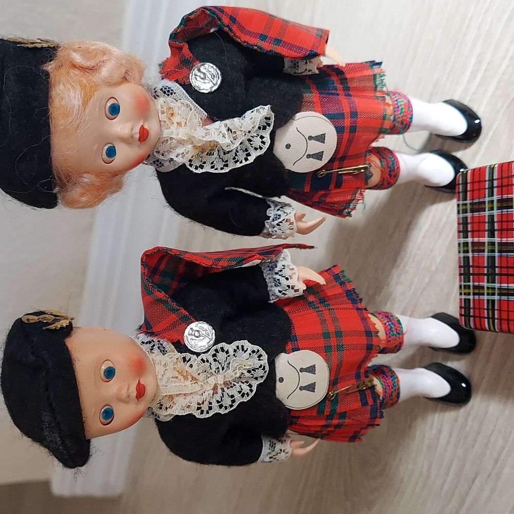 Scottish Doll Set with Tartan Outfits 6" - Vintage